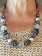 Naszyjnik ametyst srebro muszla 