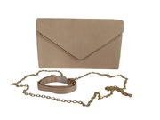 kopertówka beżowa zamszowa elegancka wizytowa pojemna torebka 