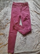 Bordowe spodnie z wiązaniami z tylu Rozmiar 34