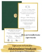 Zaproszenia złote personalizowane, Zielone, czarne i złote koperty