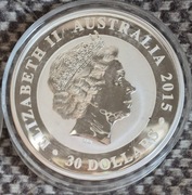 1kg .999 srebro, 30 dolarów australijskich, 2015 Kookaburra