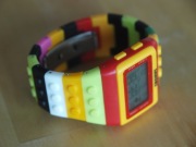 Zegarek klocki LEGO elektroniczny cyfrowy dzieci ramka żółto-czerwona