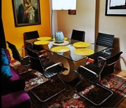 Designerski stół i krzesła / fotele chromowane