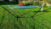 Zestaw stelaż i hamak zielono-niebieski 360x110cm