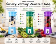 Blender przenośny 380 ml – bezprzewodowy, USB, smoothie / sok