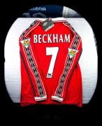 L) BECKHAM 7 MAN UNITED 98/99 RETRO CZERWONA NOWA KOSZULKA z DŁUGIM RĘKAWEM