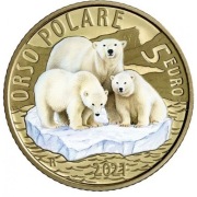 Włochy 5 euro, 2021 zagrożone zwierzęta - Niedźwiedź polarny
