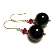 Fiolekart - Kolczyki, biżuteria artystyczna / Onyks, Swarovski 