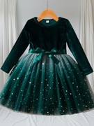 Sukienka 104 zielona na święta Wigilię xmas sesję z tiulem tutu w gwiazdki