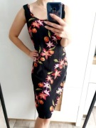 George 42 XL letnia sukienka w kolorowe kwiaty z wiskozy stan bardzo dobry