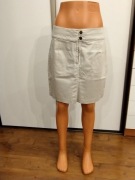 Spódnica H&M kremowa elegancka 40 L midi klasyczna beżowa wysoki stan