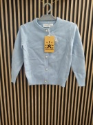 Sweterek kardigan dziewczęcy 2-3 lata nowy błękitny perełkowe guziki