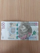 BANKNOT 500 zł seria AA 2016 r.