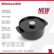 KitchenAid garnek żeliwny Cast Iron 26cm 5,2l Onyx Black