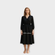 Sukienka Uniqlo M L czarna kopertowa midi 100% wiskoza elegancka