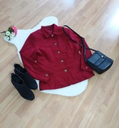 Czerwony płaszcz damski More Konfeksjon rozmiar L na guziki elegancki