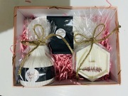 Zestaw prezentowy gips polimerowy świeca sojowa podstawka  wazonik