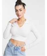 R72L023 bluzka top crop prążki Beż asos Design 40