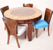 ART DECO, STÓŁ OKRĄGŁY + 6 KRZESEŁ, PIĘKNY ZESTAW, POLSKA