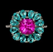 Topaz paraiba pierścień srebro 