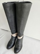 Kozaki do kolan skóra naturalna licowa kozaki na słupku 39 25 cm