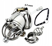 Stalowy pas cnoty Chastity cage klatka na penisa dilator Oring 41mm + pasek