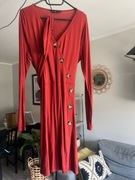 Ceglasta sukienka kopertowa guziki F&F 44 XXL 
