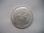 MONETA Niemcy - III Rzesza - 2 Marki 1938 r. HINDENBURG  - Srebro