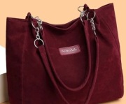 Shopperka z zamszu zapinana na zamek pojemna