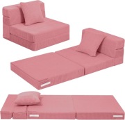 MeMoreCool Cord Składana sofa dla dzieci z Glow Flip Sofa Z Łóżko Różowa