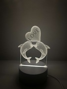 lampka LED 3D delfiny LOVE walentynki