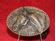 Nowa klamra do paska w stylu western - głowa konia - odlew z mosiądzu