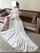 Jedwabna suknia ślubna (100%) jedwab, rozmiar S, 172 cm+ 7 cm obcas 