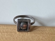 Stary srebrny pierścionek kula kulka srebro vintage PRL mały rozmiar