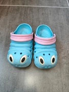 Piankowe Papcie klapki robaki Crocsy niebieskie różowe dziewczynka 25