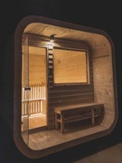 Sauna ogrodowa beczka CUBE- szyba!