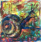"Ślimak" olej na kartce 69x68