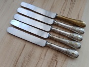 PRZEDWOJENNE SREBRZONE NOŻE ŚNIADANIOWE GERLACH WZÓR MEDALION 21,5cm