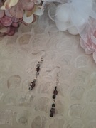 Kolczyki handmade srebro z naturalnych kamieni hematyt granat