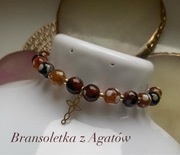 Brązowa bransoletka elastyczna z kamieni naturalnych