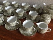 Zestaw śniadaniowy vintage zielony marmurek z Ukrainy