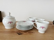 Zestaw deserowy Ćmielów kwiaty PRL vintage