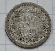 #2308 Holandia 10 centów 1918 srebro  