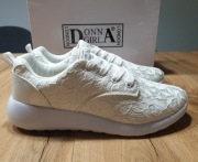 Sneakersy, koronkowe, ecru, Donna Girl London, rozmiar 37 NOWE