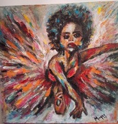 SPRZEDANY Obraz malowany ręcznie Afrykanka Baletnica