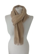 Ciepły szal szalik beż brąz z frędzlami dł. całk. 160cm