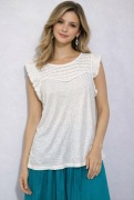Bluzka bawełna z lnem 38/40 M/L boho biała 