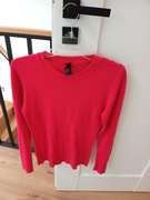 różowy malinowy sweterek w serek z dekoltem V 36S damski cieply bluzka