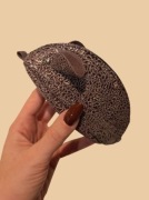 Saszetka Myszka Beż Brąz Skóra Naturalna Ręcznie Szyta Etui Brelok