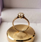Złoty pierścionek, delikatny pierścionek złoto, zaręczynowy